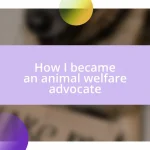 How I became an animal welfare advocate