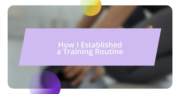 How I Established a Training Routine