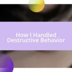 How I Handled Destructive Behavior