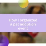 How I organized a pet adoption event