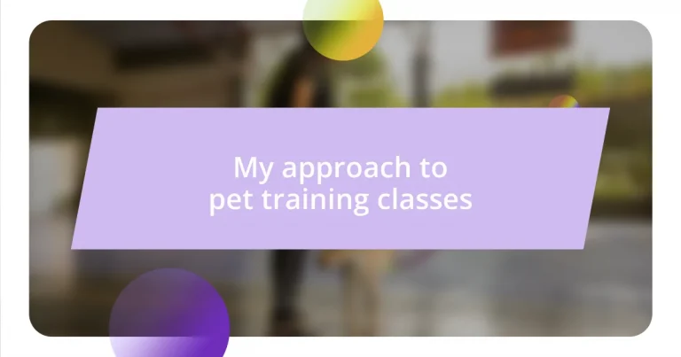 My approach to pet training classes