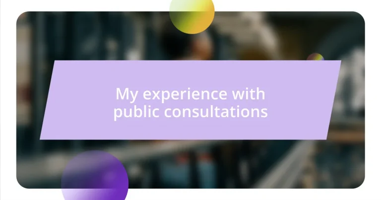 My experience with public consultations