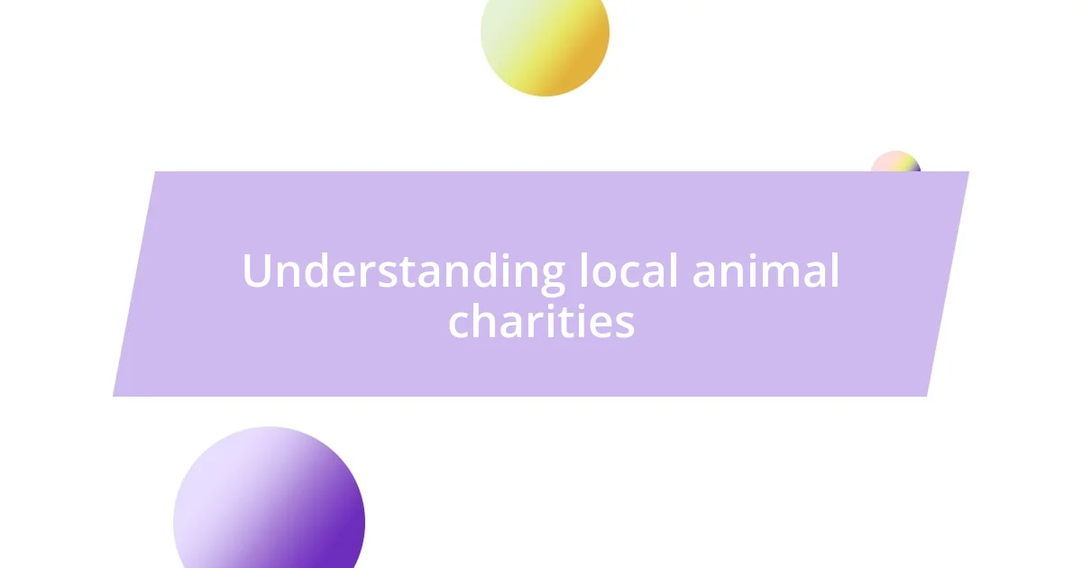 Understanding local animal charities